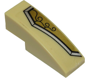 LEGO Pente 1 x 3 Incurvé avec gold et sillver Modèle avec Noir swirl sur Haut (La gauche) from Set 70123 Autocollant (50950)