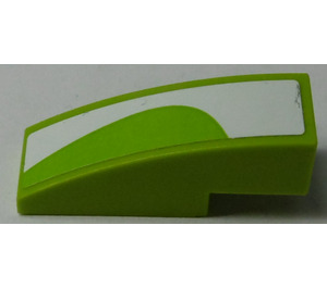 LEGO Slope 1 x 3 Curved with Lime and White Pattern (Right) Sticker (50950)