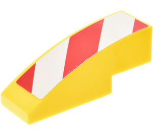 LEGO Slope 1 x 3 Curved with Red and White Diagonal Stripes Sticker (Left) (50950)
