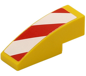 LEGO Slope 1 x 3 Curved with Red and White Diagonal Stripes Sticker ...