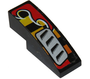 LEGO Slope 1 x 3 Curved with Silver Air Inlet, Red Flame, Yellow And Black Stripes Right Sticker (50950)