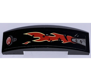 LEGO Slope 1 x 4 Curved Double with Backlight and red flames Sticker (93273)