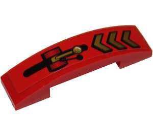 LEGO Slope 1 x 4 Curved Double with Gold Chevrons and Lever Sticker (93273)