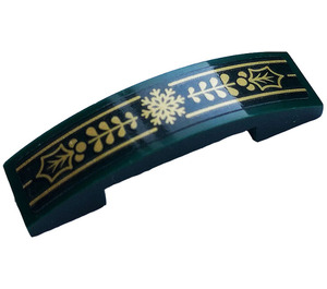 LEGO Slope 1 x 4 Curved Double with Golden Holly decoration  Sticker (93273)