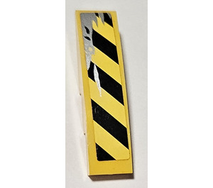 LEGO Slope 1 x 4 Curved with Black and Yellow Danger Stripes and Silver Splatters (Model Left) Sticker (11153)