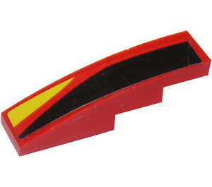 LEGO Slope 1 x 4 Curved with Black, Red and Yellow Stripes - Left Sticker (11153)