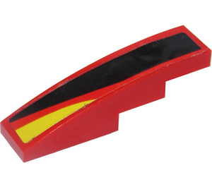 LEGO Slope 1 x 4 Curved with Black, Red and Yellow Stripes - Right Sticker (11153)