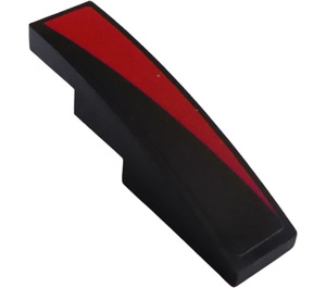 LEGO Slope 1 x 4 Curved with Black/Red diagonal part right Sticker (11153)
