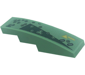 LEGO Slope 1 x 4 Curved with Dark Green Triangle, Hexagons and Gold Line (Right) Sticker (11153)