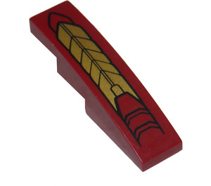 LEGO Slope 1 x 4 Curved with Gold and Dark Red Armor Plates Sticker (11153)