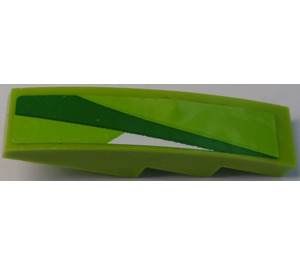 LEGO Slope 1 x 4 Curved with Green and White Pattern (Left) Sticker (11153)