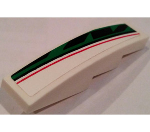 LEGO Slope 1 x 4 Curved with Red, Black and Green Pattern (Left) Sticker (11153)