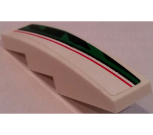 LEGO Slope 1 x 4 Curved with Red, Black and Green Pattern (Right) Sticker (11153)