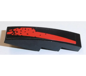 LEGO Slope 1 x 4 Curved with Red Pattern (Right) Sticker (11153)