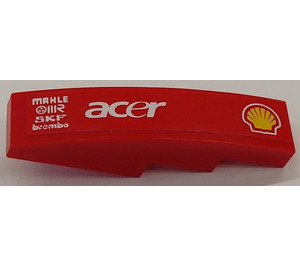 LEGO Slope 1 x 4 Curved with Shell Logo, 'acer', 'MAHLE', 'OMR', 'SKF' and 'brembo' (Model Right) Sticker (11153)
