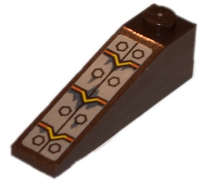 LEGO Slope 1 x 4 x 1 (18°) with Bolted Metal Plates and Lava in Cracks Sticker (60477)