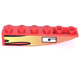 LEGO Slope 1 x 6 Curved Inverted with Flames and ‚G‘ Sticker (41763)