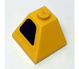 LEGO Steigung 2 x 2 (45°) Ecke mit Intake auf Gelb Background Links Aufkleber (3045)