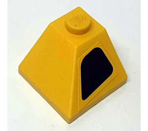 LEGO Steigung 2 x 2 (45°) Ecke mit Intake auf Gelb Background Recht Aufkleber (3045)
