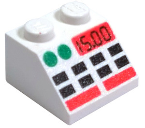 LEGO Pente 2 x 2 (45°) avec Noir Buttons, Green Dots, rouge lines et Noir 15.00 (3039)
