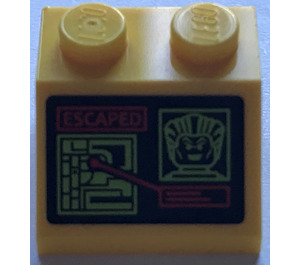 LEGO Slope 2 x 2 (45°) with "ESCAPED", Joker Face and Computer Screen Sticker (3039)