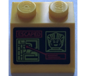 LEGO Skråning 2 x 2 (45°) med "ESCAPED", Joker Ansikt og Computer Screen Klistremerke (3039)