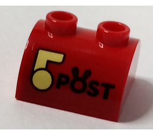 LEGO Helling 2 x 2 Gebogen met 2 Studs Aan Top met POST Sticker (30165)