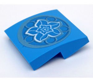 LEGO Slope 2 x 2 Curved with Blue Flower in a Circle Sticker (15068)