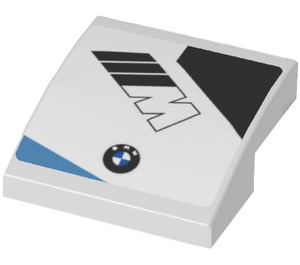 LEGO Slope 2 x 2 Curved with BMW Logo, ‘M’ and Black and Blue Shapes Sticker (15068)
