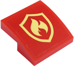 LEGO Slope 2 x 2 Curved with Fire Logo Sticker (15068)