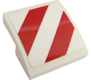 LEGO Slope 2 x 2 Curved with Red and White Danger Stripes (Left Side) Sticker (15068)