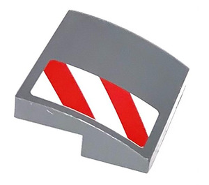 LEGO Slope 2 x 2 Curved with Red and White Danger Stripes on Front Bumper left Sticker (15068)