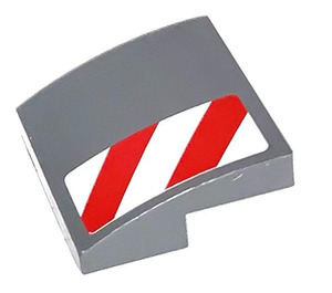 LEGO Slope 2 x 2 Curved with Red and White Danger Stripes on Front Bumper right Sticker (15068)