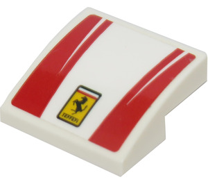 LEGO Slope 2 x 2 Curved with Red Stripes and Ferrari Logo Sticker (15068)