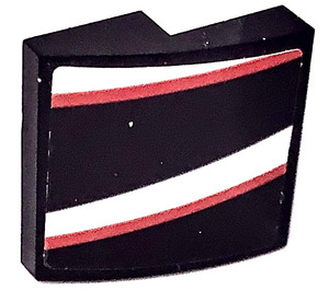 LEGO Slope 2 x 2 Curved with Red, White and Black Stipes Left Sticker (15068)