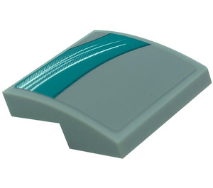 LEGO Slope 2 x 2 Curved with White Pattern Curved on Turquoise - Right Sticker (15068)