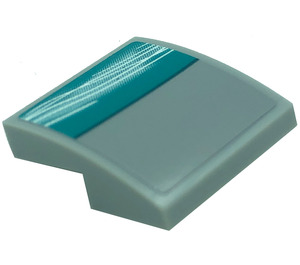 LEGO Slope 2 x 2 Curved with White Pattern on Dark Turquoise Background - Left Side Sticker (15068)