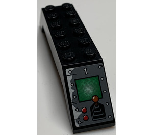 LEGO Pente 2 x 2 x 10 (45°) Double avec Target Screen, Joystick et 2 Rouge Boutons Autocollant (30180)