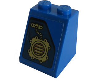 LEGO Slope 2 x 2 x 2 (65°) with Crack and Gold Mechanical Coupling Pattern Sticker with Bottom Tube (3678)