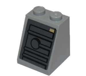 LEGO Slope 2 x 2 x 2 (65°) with Yellow Rectangle, Gray Areas with Black Border Sticker with Bottom Tube (3678)