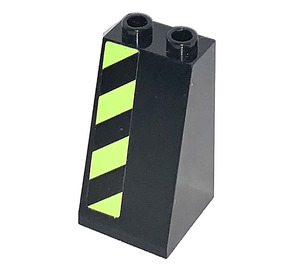 LEGO Pente 2 x 2 x 3 (75°) avec Citron Vert Vert/Noir Dangerstripes La gauche Côté Autocollant Tenons creux, lisses (3684)