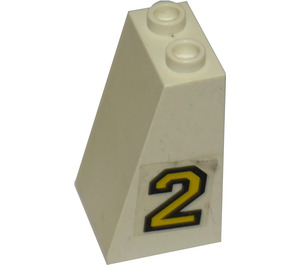 LEGO Skråning 2 x 2 x 3 (75°) med Number 2 Klistermærke Hule knops, ru overflade (3684)