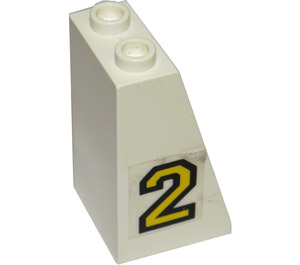 LEGO Pente 2 x 2 x 3 (75°) avec Number 2 Autocollant Goujons creux, surface rugueuse (3684)