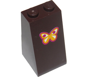 LEGO Slope 2 x 2 x 3 (75°) with Yellow, White and Magenta Butterfly Sticker Solid Studs (98560)