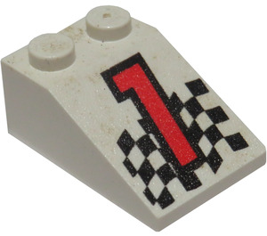 LEGO Pente 2 x 3 (25°) avec "1" et Checkered Drapeau avec surface rugueuse (3298)