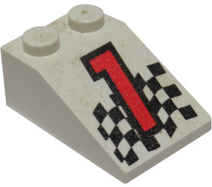 LEGO Helling 2 x 3 (25°) met "1" en Checkered Vlag met ruw oppervlak (3298 / 82306)