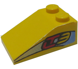 LEGO Helling 2 x 3 (25°) met "LT3" (Links) Sticker met ruw oppervlak (3298)