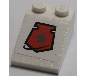 LEGO Slope 2 x 3 (25°) with Silver Star, Red Badge with Black Frame Sticker with Rough Surface (3298)