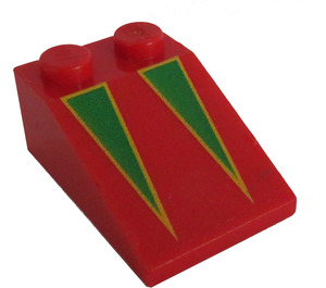 LEGO Slope 2 x 3 (25°) with Yellow Bordered Green Triangles with Rough Surface (3298)