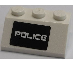 LEGO Helling 2 x 3 (45°) met "Politie" Aan Zwart Background Sticker (3038)